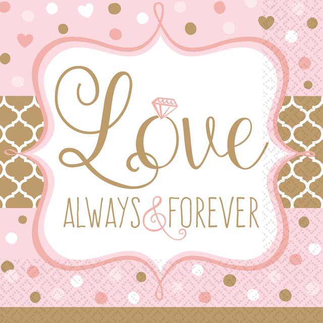 Sparkling Pink Wedding Beverage Napkins, 16-pk Overhead_Flat