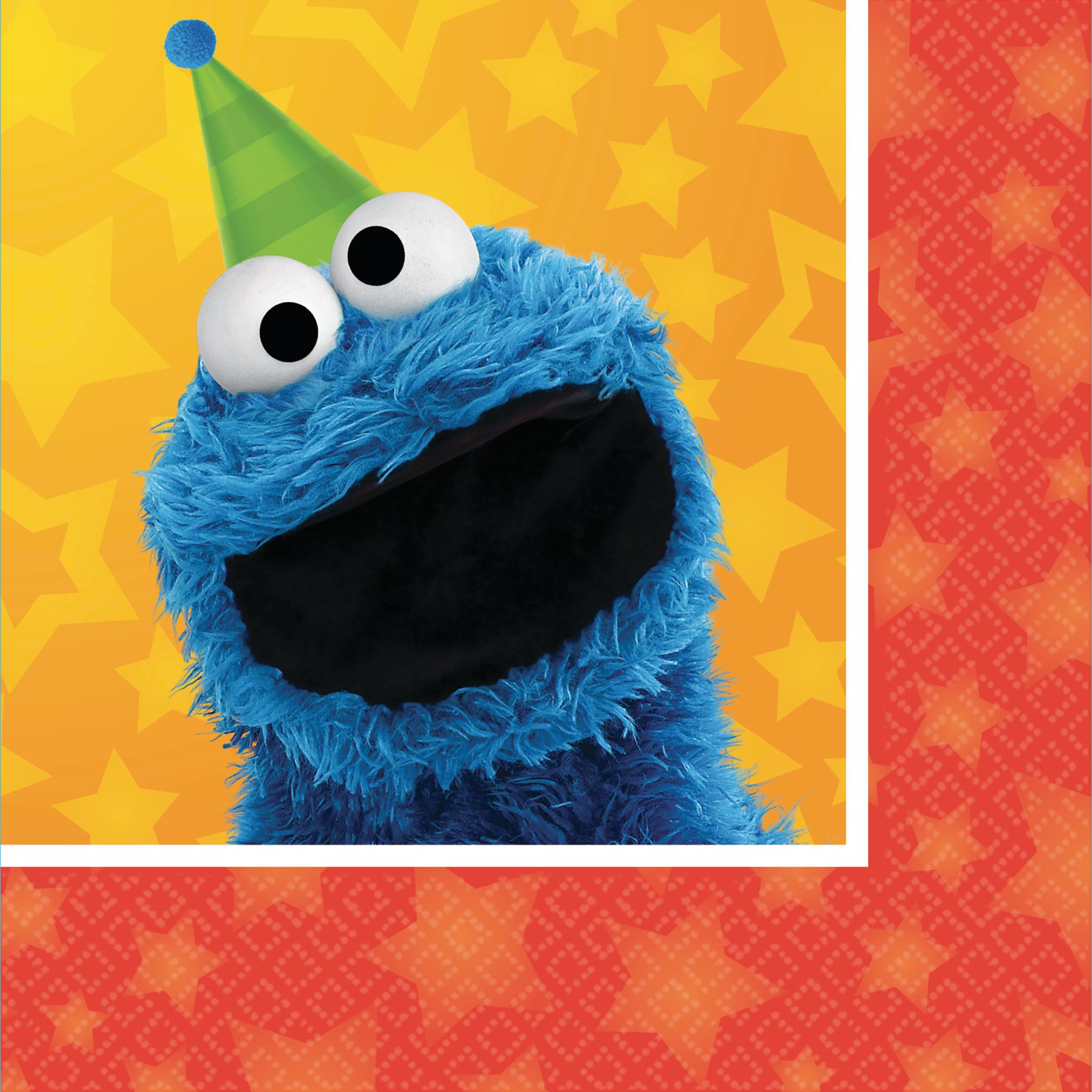 Serviettes à boissons pour fête d'anniversaire, Sesame Street, petit, 5 po, paq. 16 Overhead_Flat
