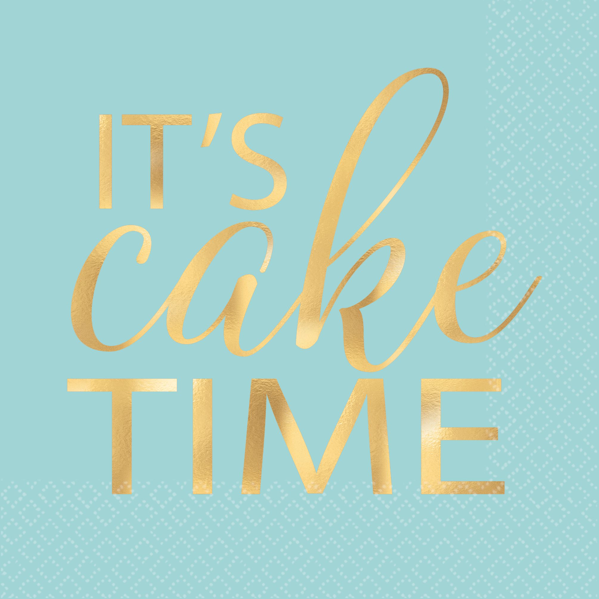 It's Cake Time Birthday Party Beverage Napkins, Pastel/Gold, 16-pk Overhead_Flat