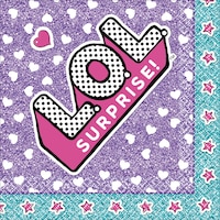 L.O.L. Surprise! Square Paper Disposable Beverage Napkins, Purple, 5-in, 16-pk, 2-ply, for Birthday Party Overhead_Flat