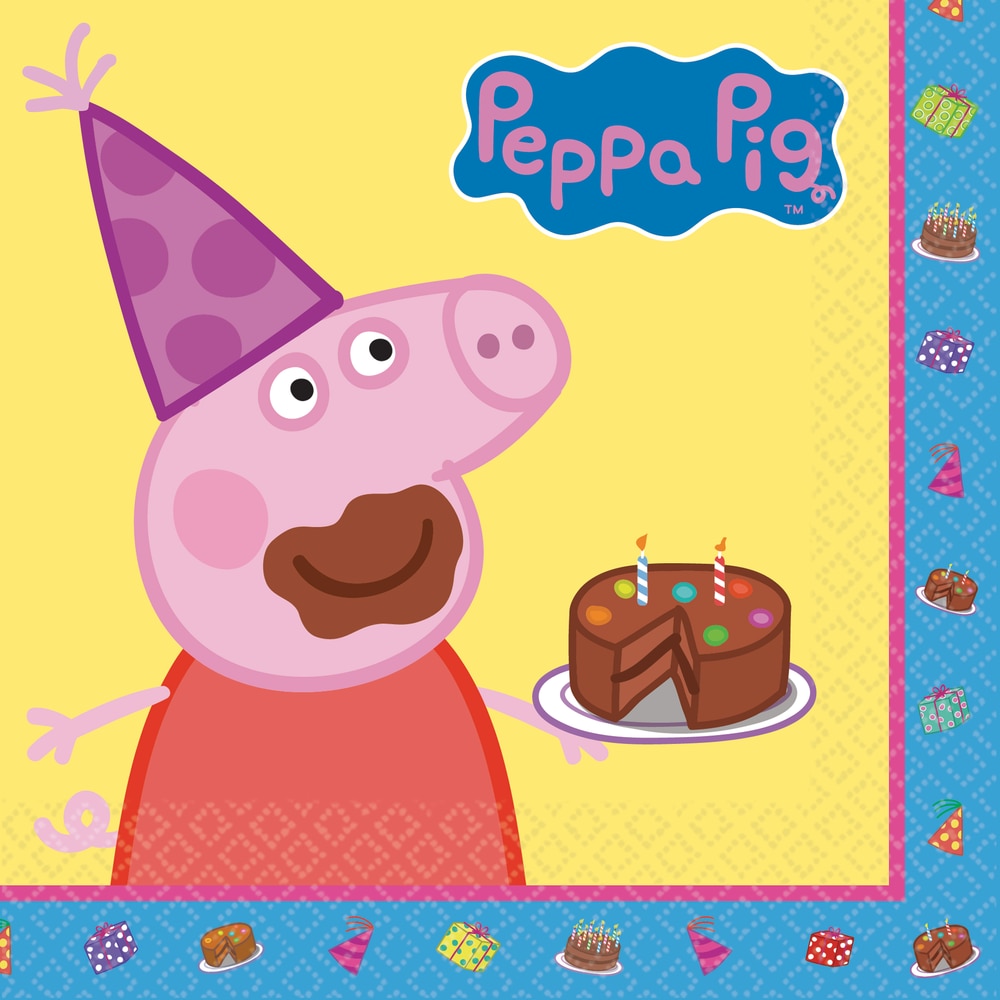 Peppa Pig Birthday Party Large Lunch Napkins, 6.5-in, 16-pk | Party City