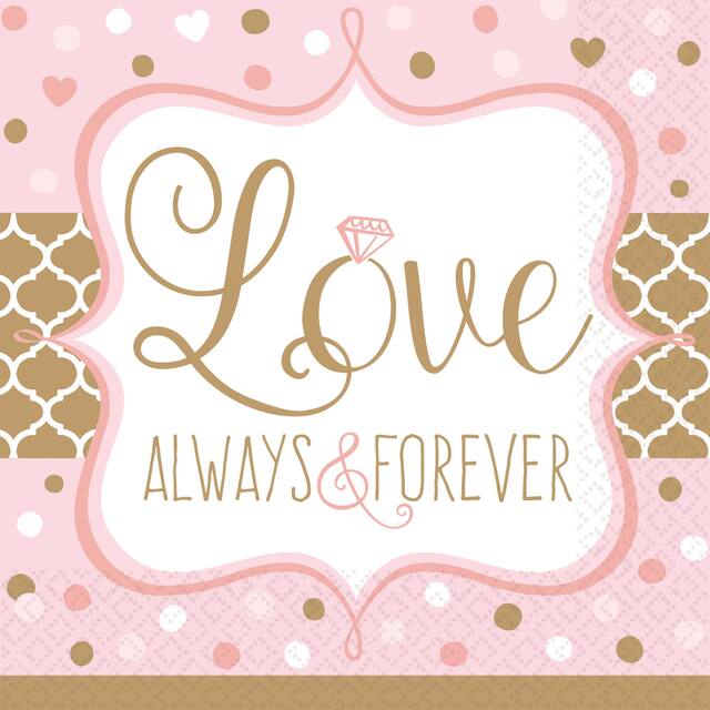 Sparkling Pink Wedding Lunch Napkins, 16-pk Overhead_Flat