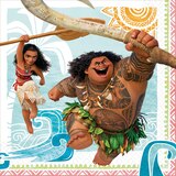 Disney Moana Square Paper Disposable Lunch Napkins, Blue/Orange, 6.5-in, 16-pk, 2-ply, for Birthday Party Overhead_Flat