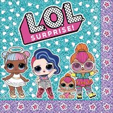 L.O.L. Surprise! Square Paper Disposable Lunch Napkins, Blue, 6.5-in, 16-pk, 2-ply, for Birthday Party Overhead_Flat