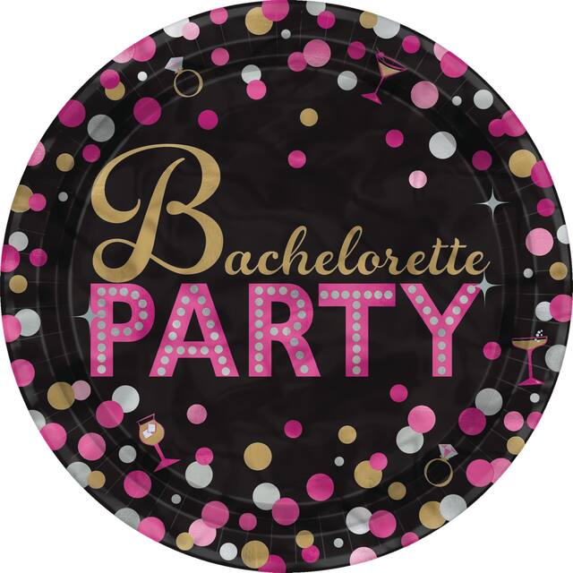 Sassy Bride Metallic Bachelorette Party Dessert Plates, 8-pk Front_Flat