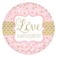 Sparkling Pink Wedding Dessert Plates, 8-pk Overhead_Flat
