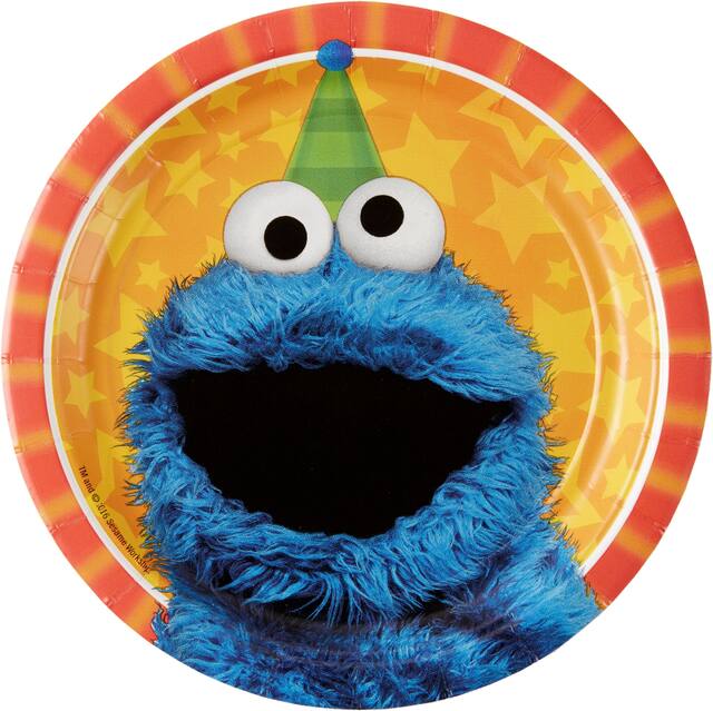 Sesame Street Birthday Party Dessert Plates, 8-pk Overhead_Flat