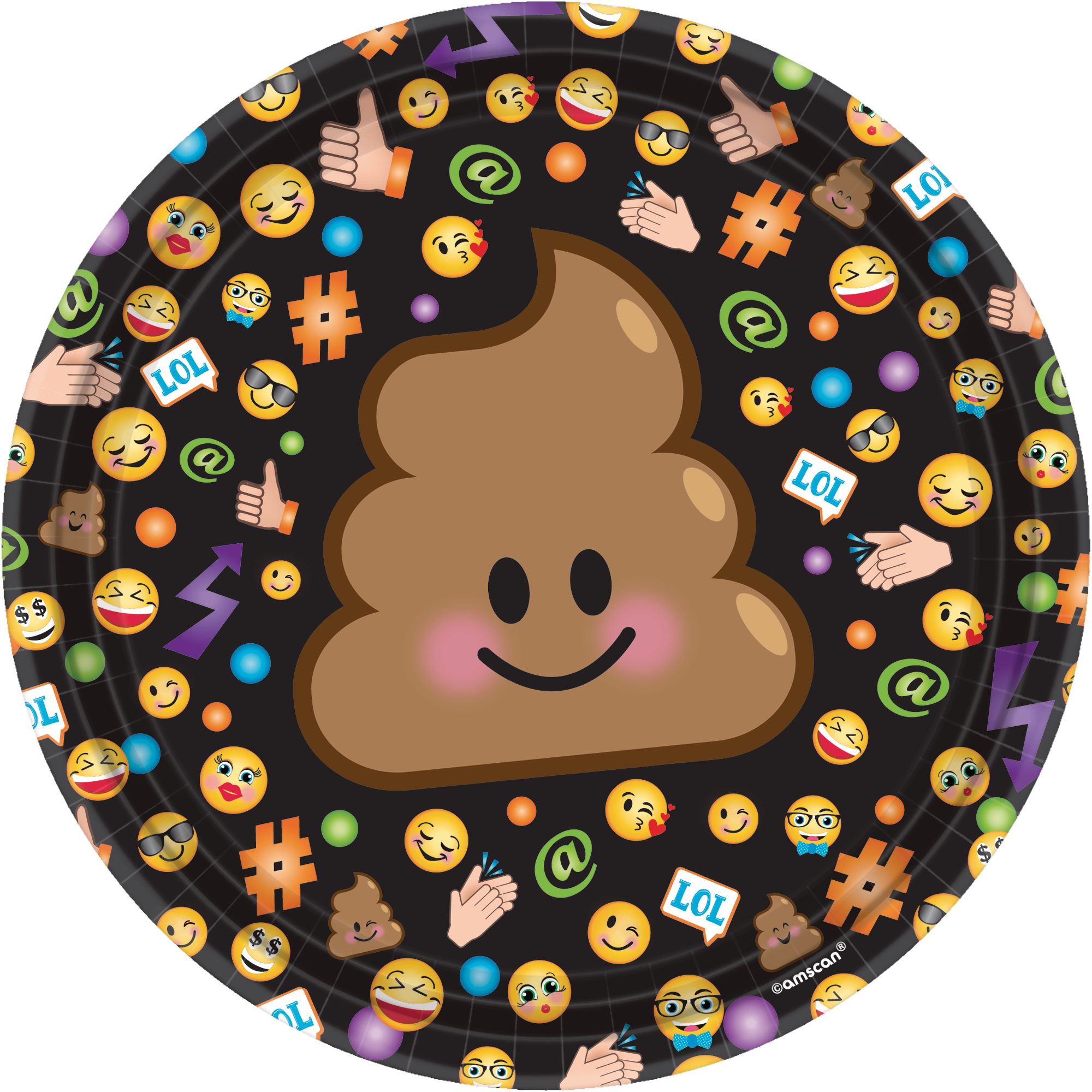 Smiley Birthday Party Small Dessert Plates, 7-in, 8-pk Overhead_Flat