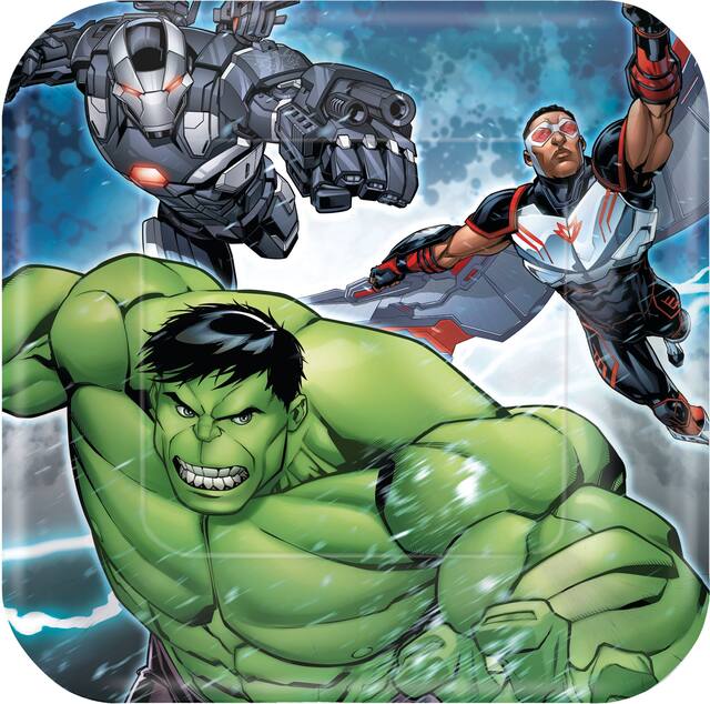 Avengers Birthday Party Dessert Plates, 7-in, 8-pk Overhead_Flat