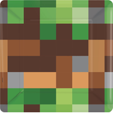 Pixel Party Square Paper Disposable Dessert Plates, Brown/Green, Pixelated, 7-in, 8-pk, for Birthday Party Overhead_Flat