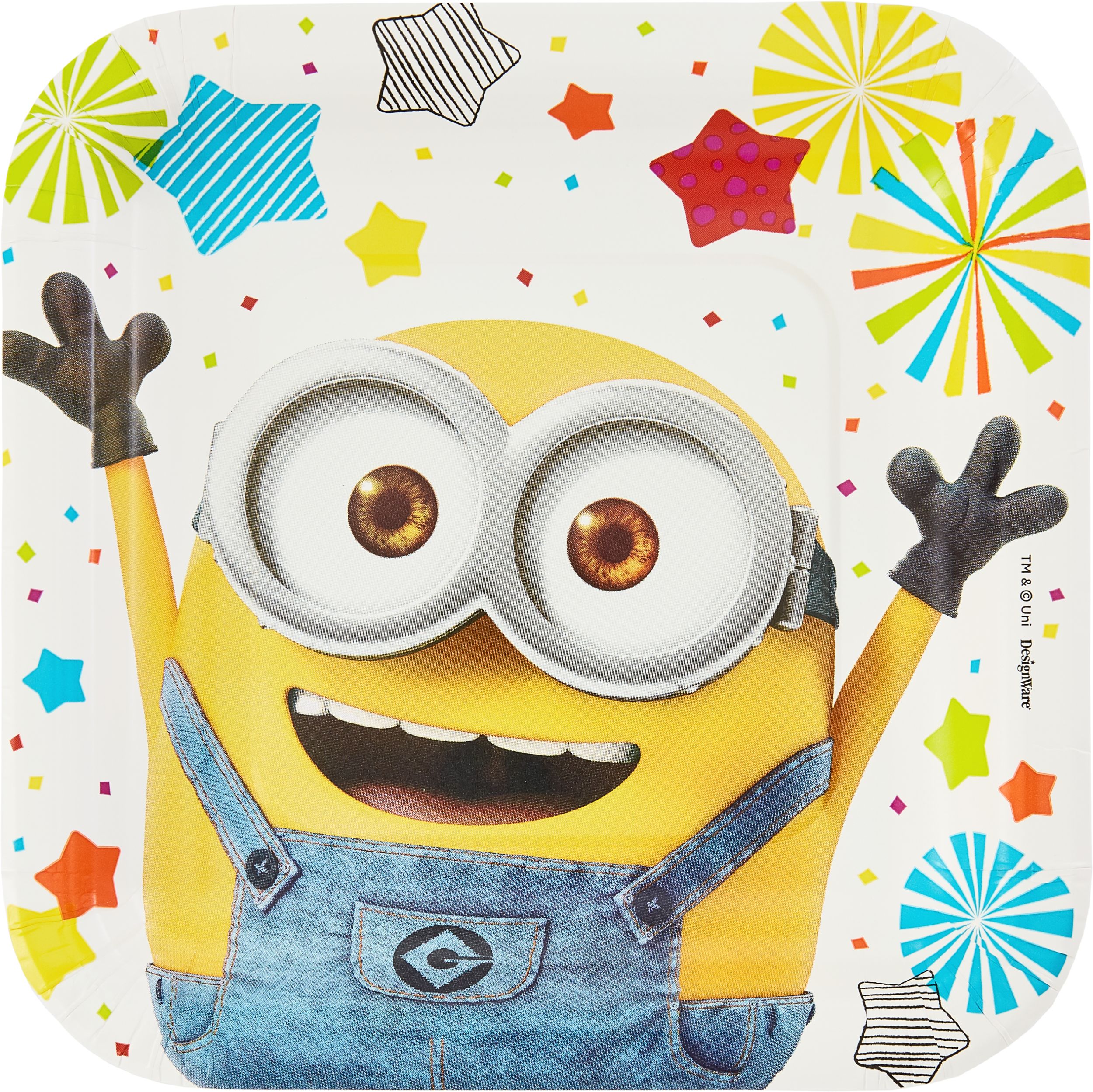 Despicable Me Minions Birthday Party Dessert Plates, 7-in, 8-pk Overhead_Flat