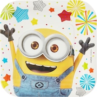 Despicable Me Minions Birthday Party Dessert Plates, 7-in, 8-pk Overhead_Flat