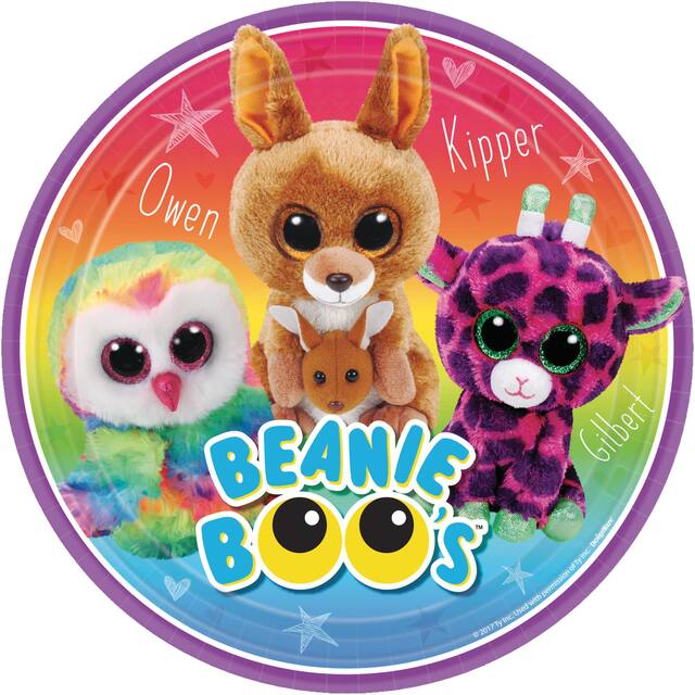 Beanie Boo's Birthday Party Dessert Plates, 7-in, 8-pk Overhead_Flat
