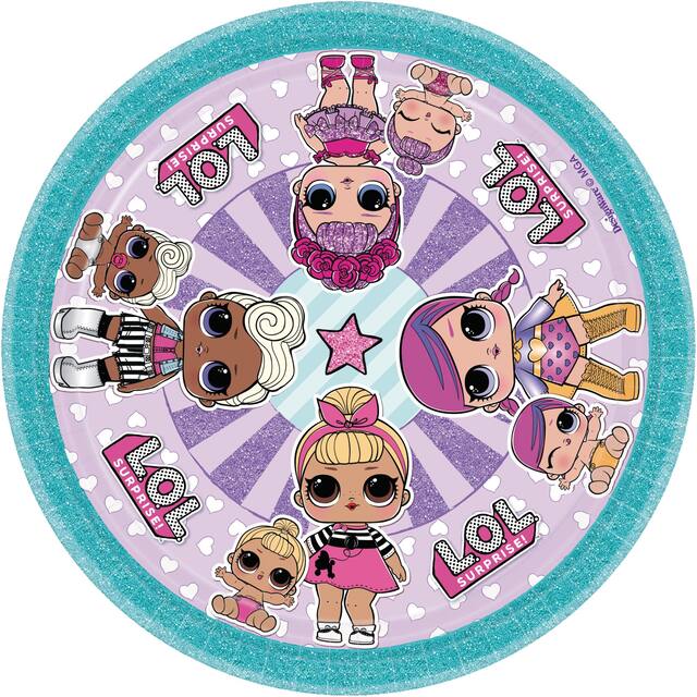 Assiettes à dessert pour fête d'anniversaire, L.O.L. Surprise, 7 po, paq. 8 Overhead_Flat