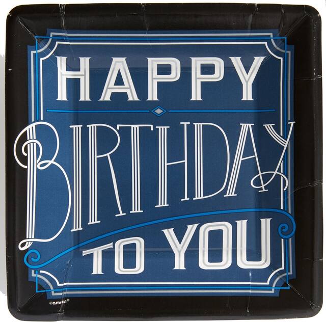 Assiettes à dessert classiques Joyeux anniversaire, paq. 8 Overhead_Flat