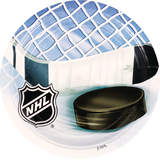 National Hockey League NHL Round Paper Disposable Dessert Plates, White/Blue, 7-in, 8-pk, for Sports Party Overhead_Flat