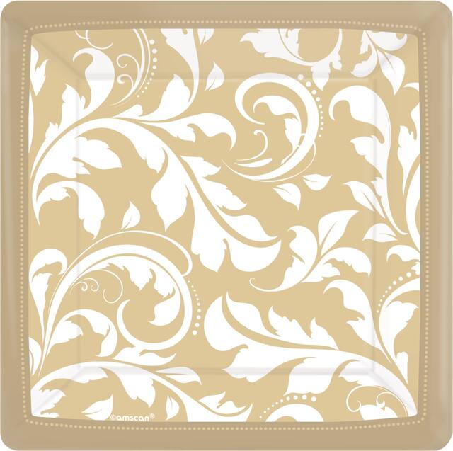 Golden Wedding Dessert Plates, 8-pk Overhead_Flat