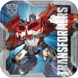 Assiettes à dîner pour fête d'anniversaire, Transformers, carré, 9 po, paq. 8 Overhead_Flat