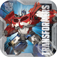 Transformers Birthday Party Square Lunch Plates, 9-in, 8-pk Overhead_Flat