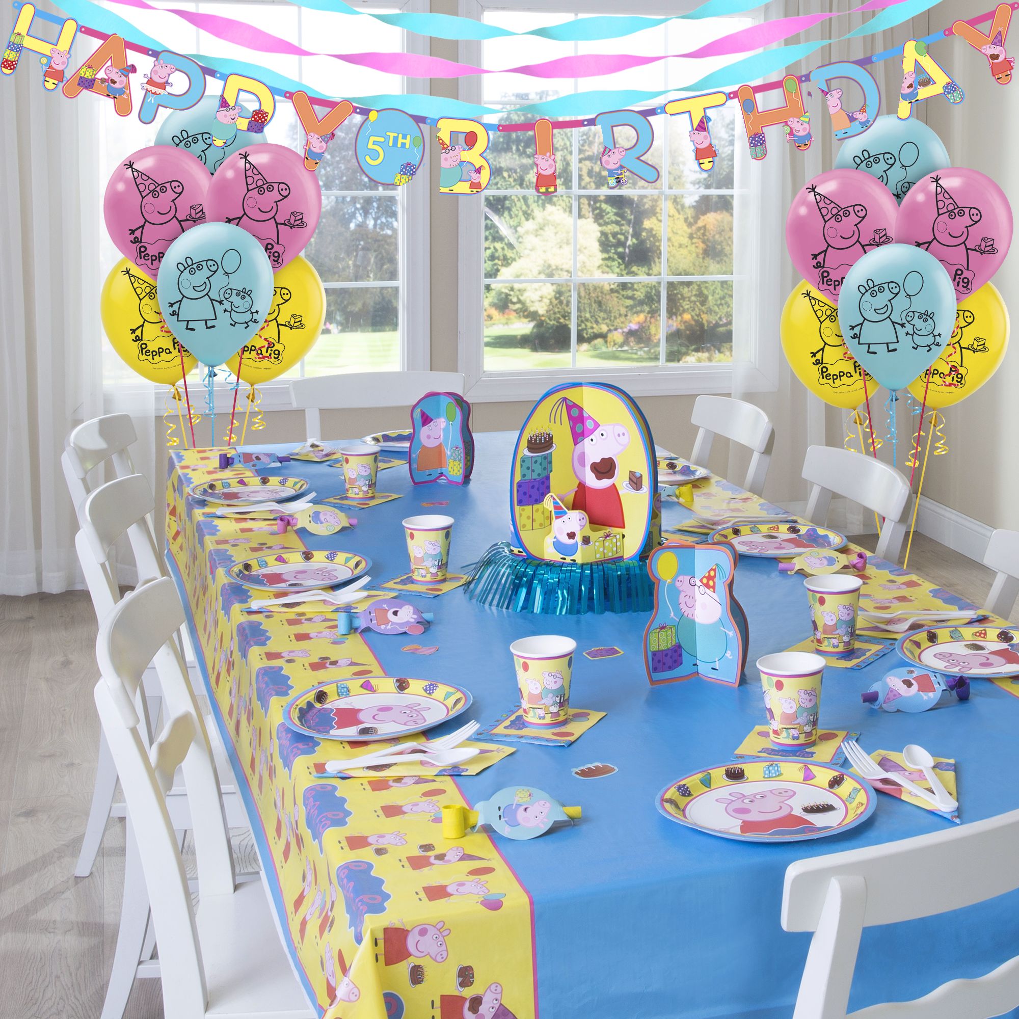 Nickelodeon Peppa Pig Round Paper Disposable Lunch Plates,Yellow/Pink, 9-in, 8-pk, for Birthday Party Composite_or_Mixed