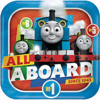 Assiettes à dîner pour fête d'anniversaire Thomas le petit train, paq. 8 Overhead_Flat