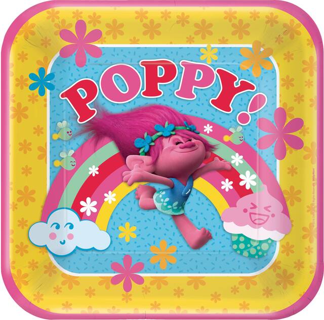 Assiettes à déjeuner Trolls, paq. 8 Overhead_Flat