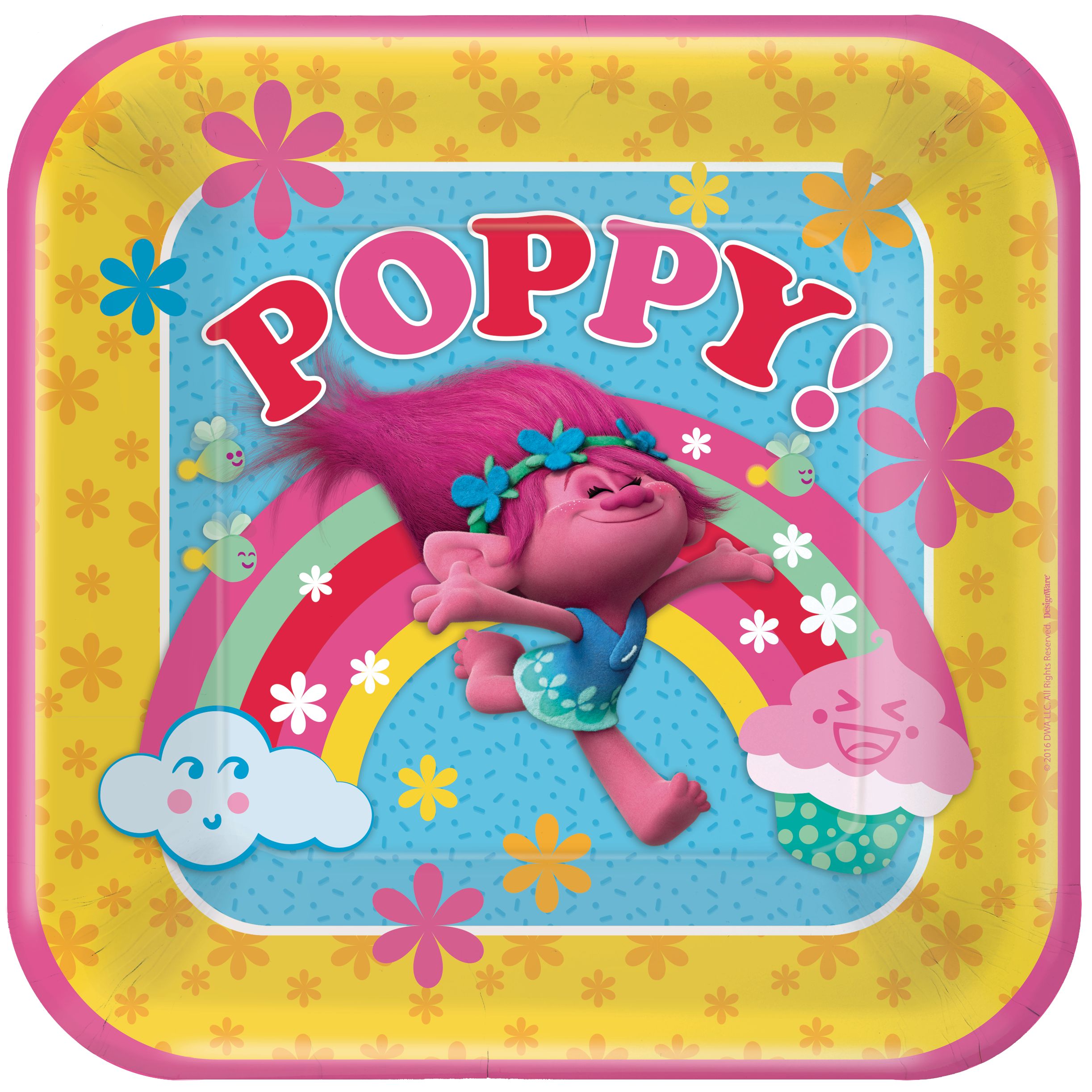 Trolls Lunch Plates, 8-pk Overhead_Flat