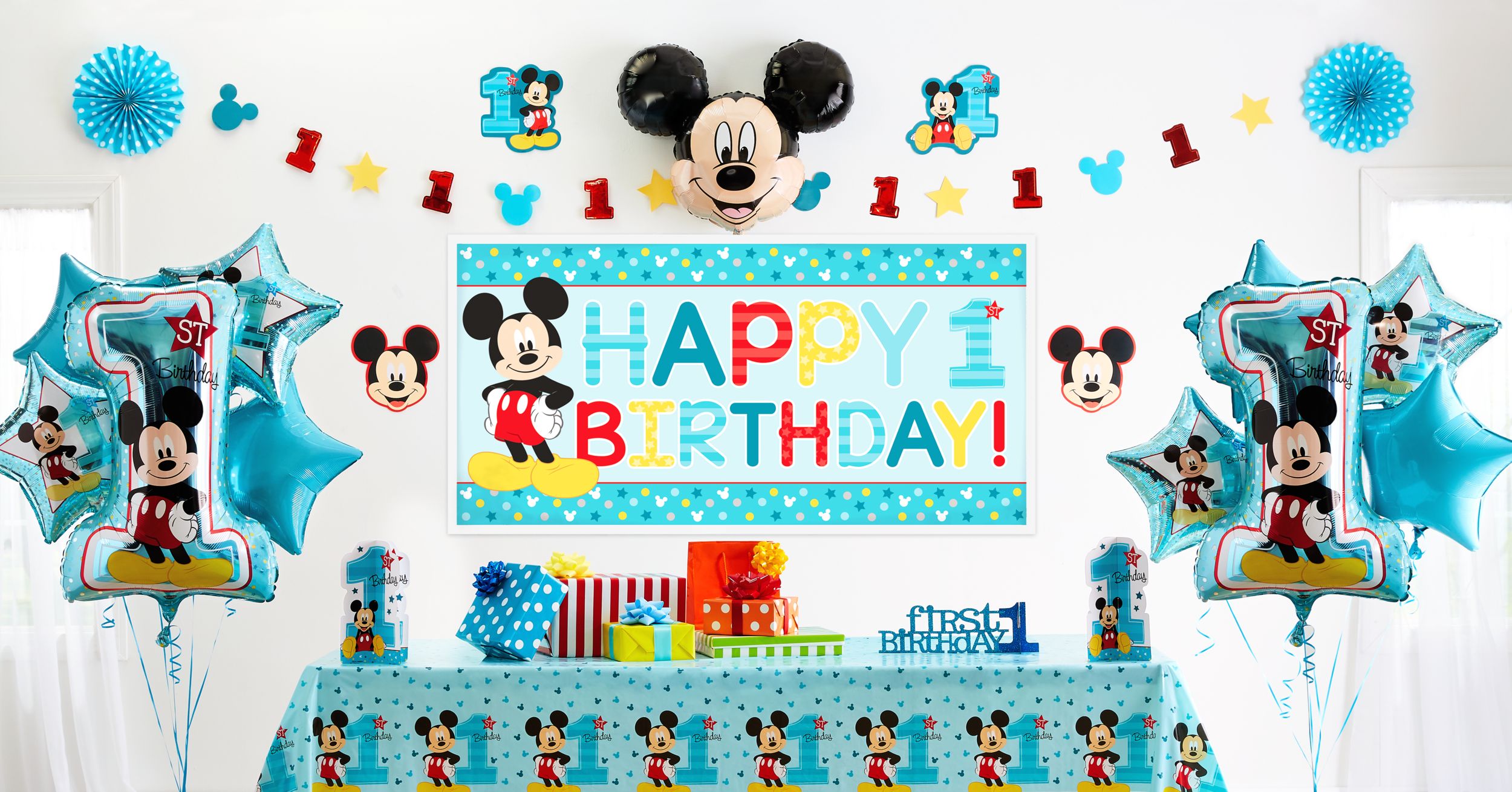 Disney Mickey Mouse Milestone 1st Birthday Square Lunch Plates, 9-in, 8-pk Composite_or_Mixed
