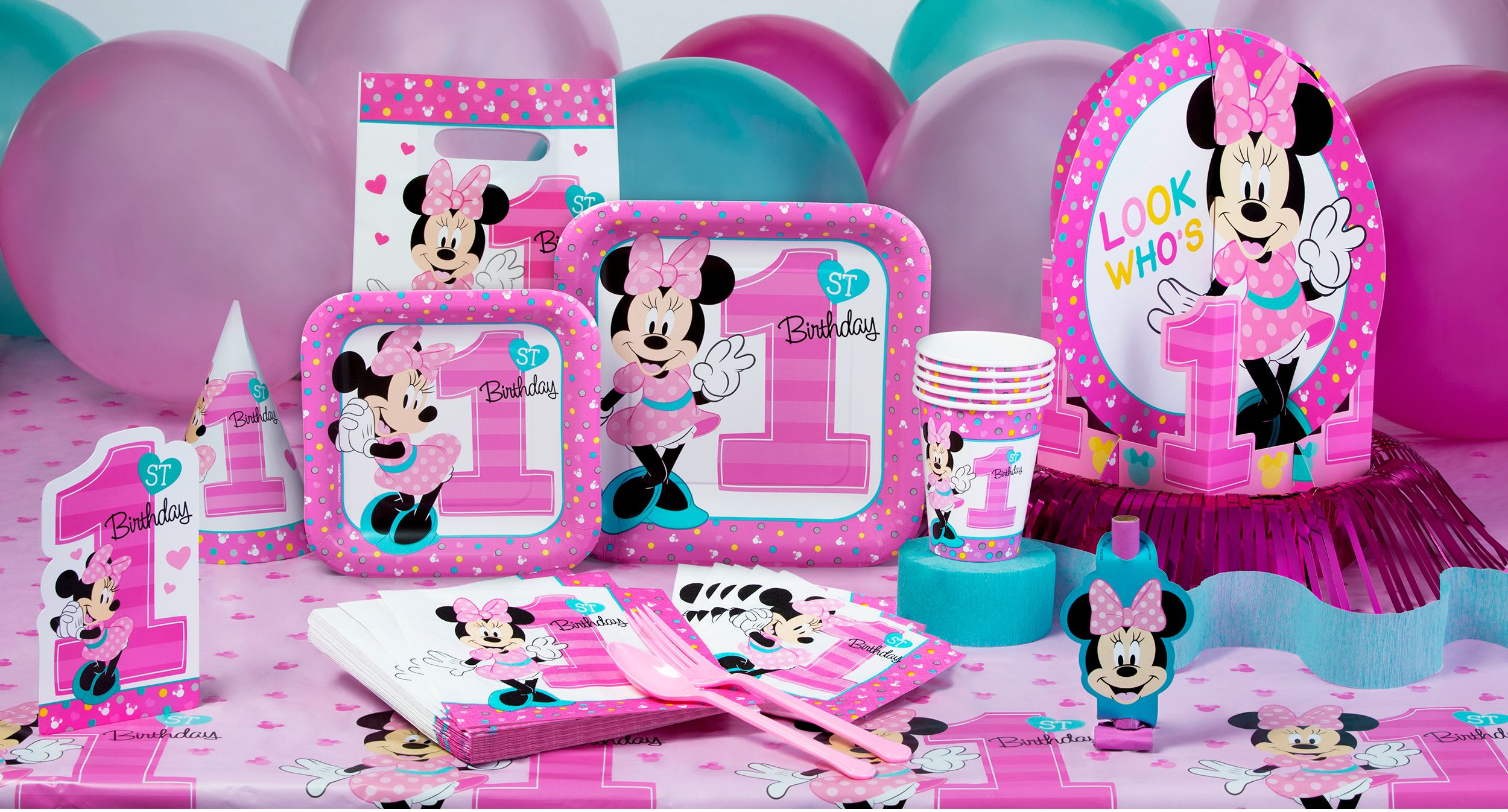 Disney Minnie Mouse Milestone 1st Birthday Large Square Lunch Plates, 9-in, 8-pk Composite_or_Mixed