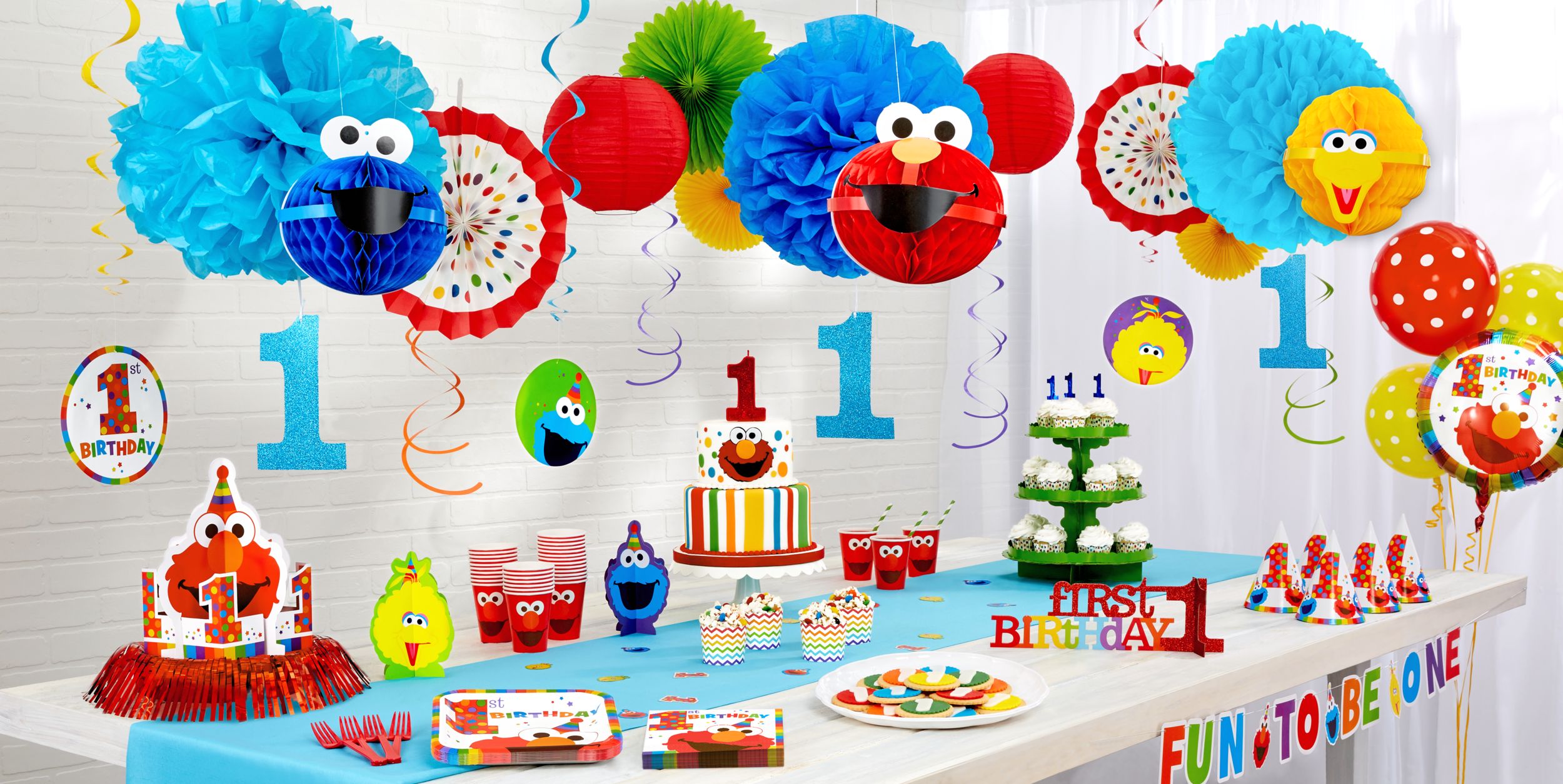 Sesame Street Elmo 1st Birthday Party Square Lunch Plates, 8-pk Composite_or_Mixed