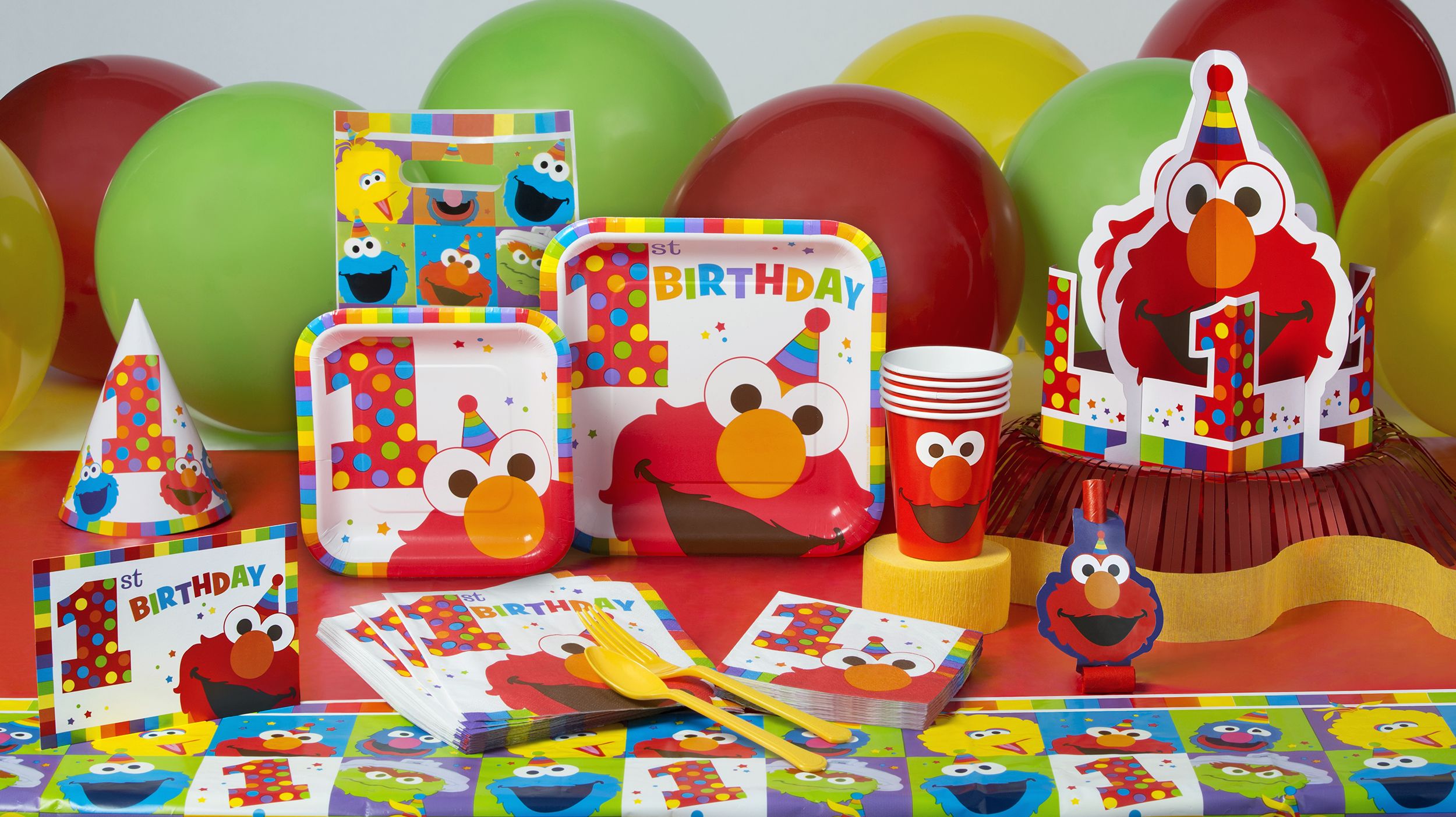 Sesame Street Elmo 1st Birthday Party Square Lunch Plates, 8-pk Composite_or_Mixed