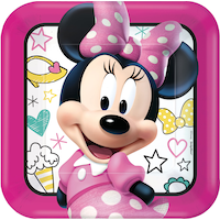Assiettes à dîner pour fête d'anniversaire, Minnie Mouse, 9 po, paq. 8 Overhead_Flat