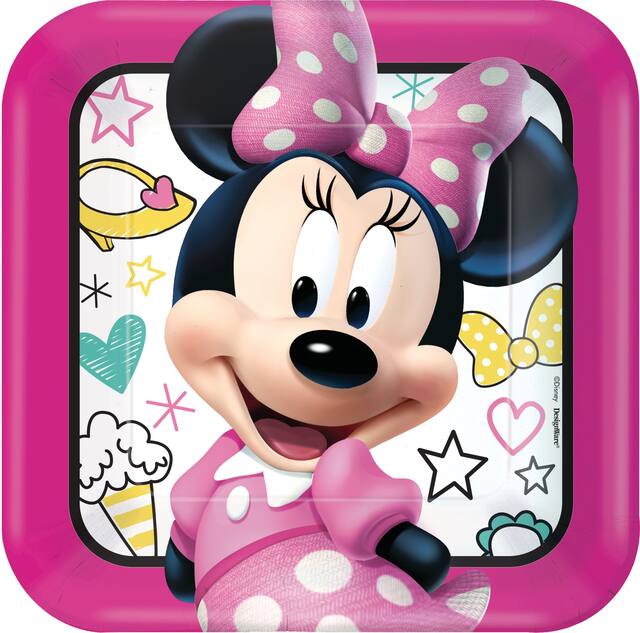Minnie Mouse Birthday Party Lunch Plates, 9-in, 8-pk Overhead_Flat