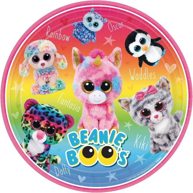 Beanie Boo's Birthday Party Lunch Plates, 9-in, 8-pk Overhead_Flat