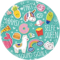 Selfie Celebration Birthday Party Lunch Plates, 9-in, 8-pk Overhead_Flat