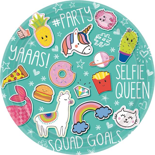 Selfie Celebration Birthday Party Lunch Plates, 9-in, 8-pk Overhead_Flat