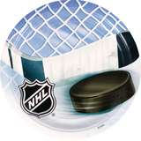 National Hockey League NHL Round Paper Disposable Lunch Plates, Blue/White, 9-in,8-pk, for Sports Party Overhead_Flat