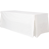 Rectangle Flannel-Backed Vinyl Reusable Table Cover, White/Gold, 27x72-in, for Summer Party/Birthday/Baby Shower/Wedding Front_Angled_Left