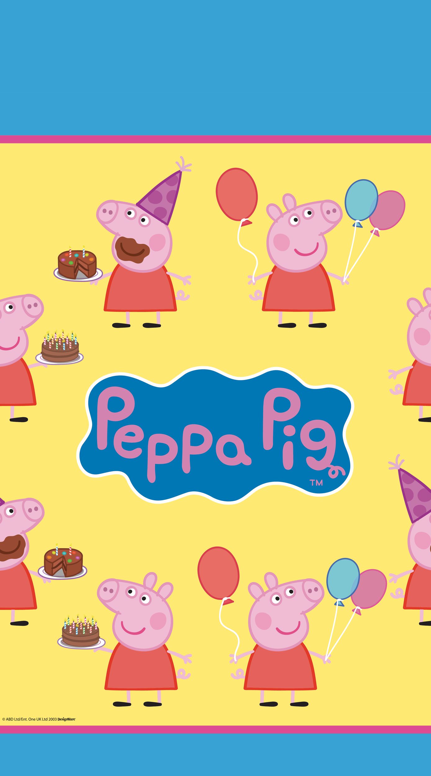Nappe rectangulaire réutilisable en plastique Peppa Pig de Nickelodeon, bleu/jaune, 54 x 96 po, pour fête d'anniversaire Front_Flat