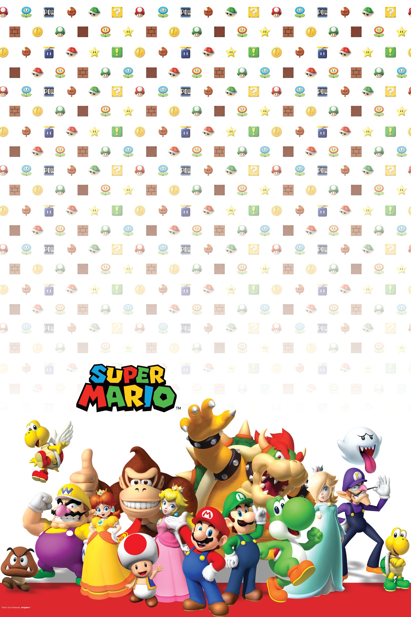 Nintendo Super Mario Bros Rectangle Plastic Reusable Table Cover, White/Multi-Coloured, 54x96-in, for Birthday Party CloseUp