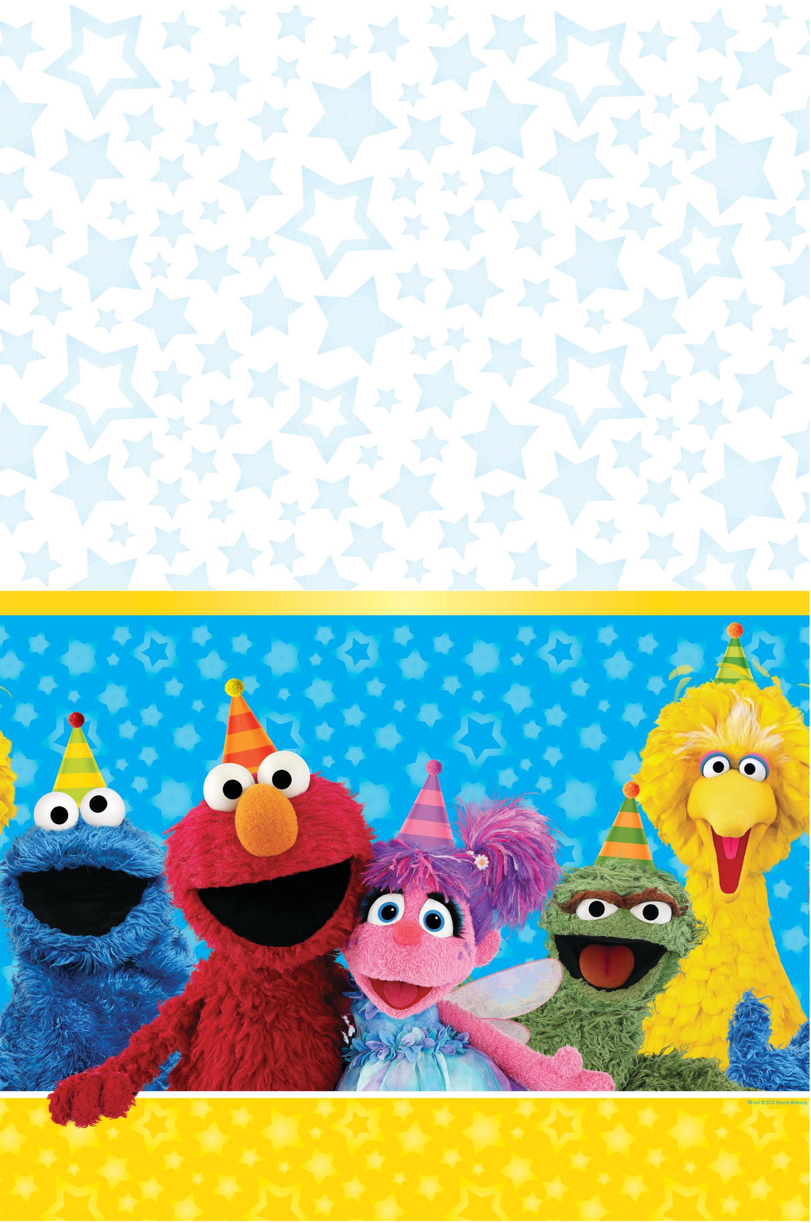 Sesame Street Plastic Reusable Table Cover for Indoor and Outdoor Use, 54-in x 96-in Overhead_Flat