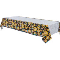 Smiley Birthday Party Plastic Table Cover, 54-in x 96-in Front_Angled_Left