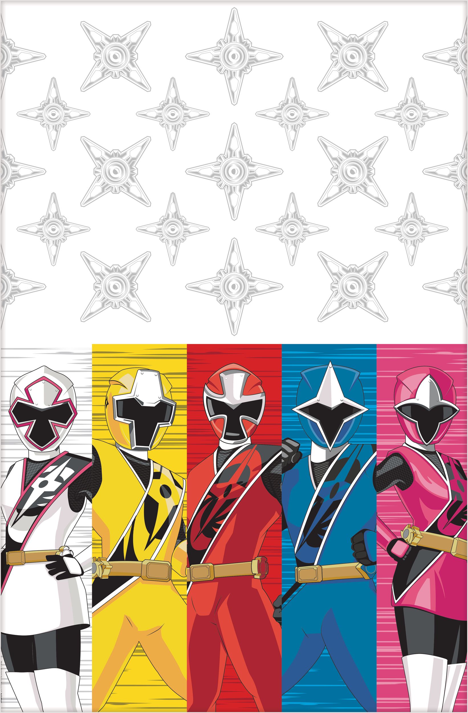 Nappe de table en plastique pour fête d'anniversaire, Power Rangers Ninja Steel, 54 x 96 po Overhead_Flat