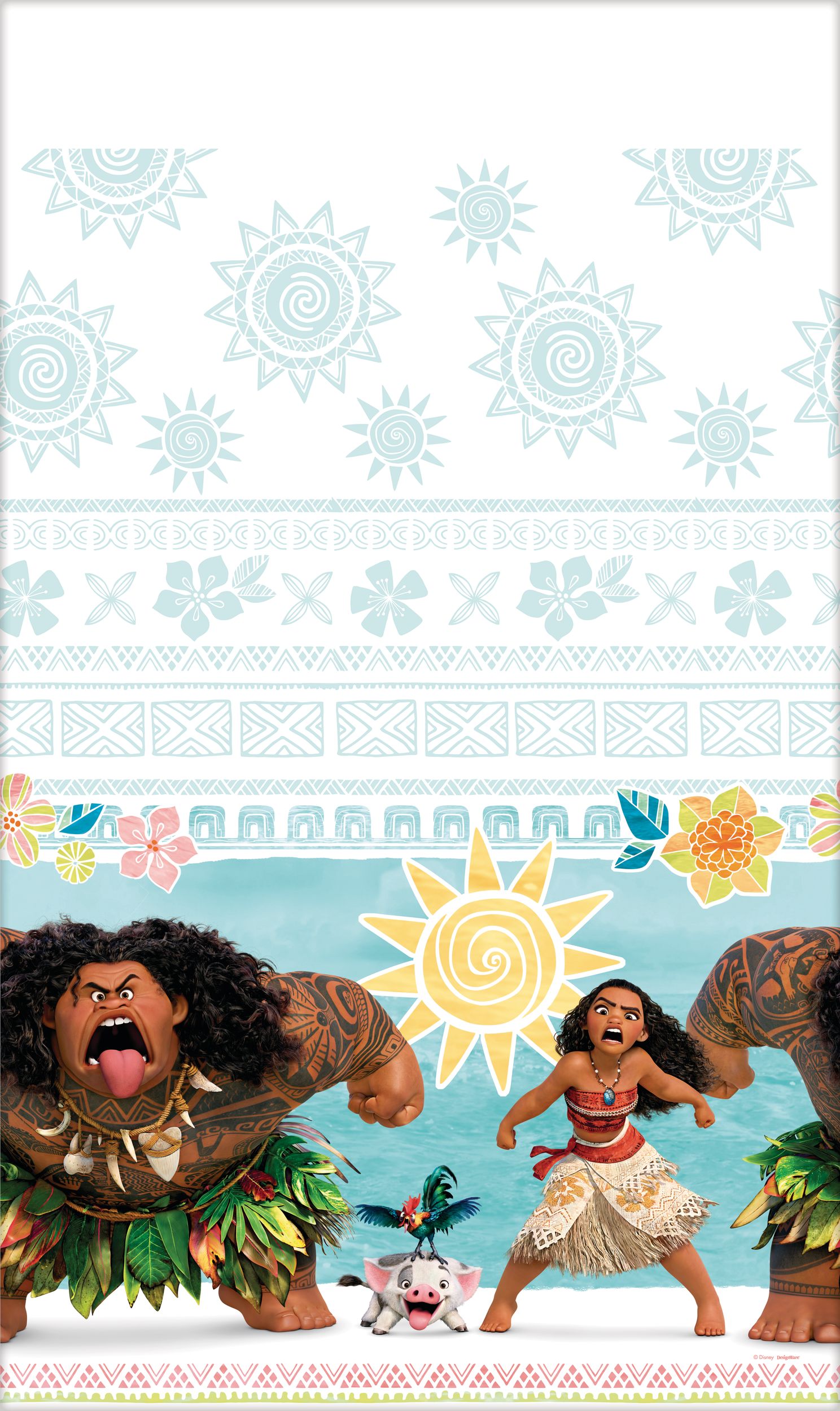 Disney Moana Rectangle Plastic Reusable Table Cover, Blue, 54x96-in, for Birthday Party Overhead_Flat