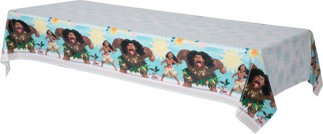 Disney Moana Rectangle Plastic Reusable Table Cover, Blue, 54x96-in, for Birthday Party Front_Angled_Left