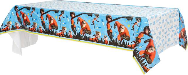 Incredibles 2 Birthday Party Plastic Table Cover Front_Angled_Left