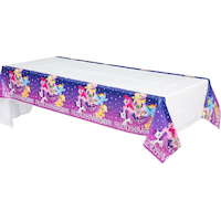 My Little Pony "Friendship Adventure" Rectangle Plastic Reusable Table Cover, Blue/Purple, 54x96-in, for Birthday Party Front_Angled_Left