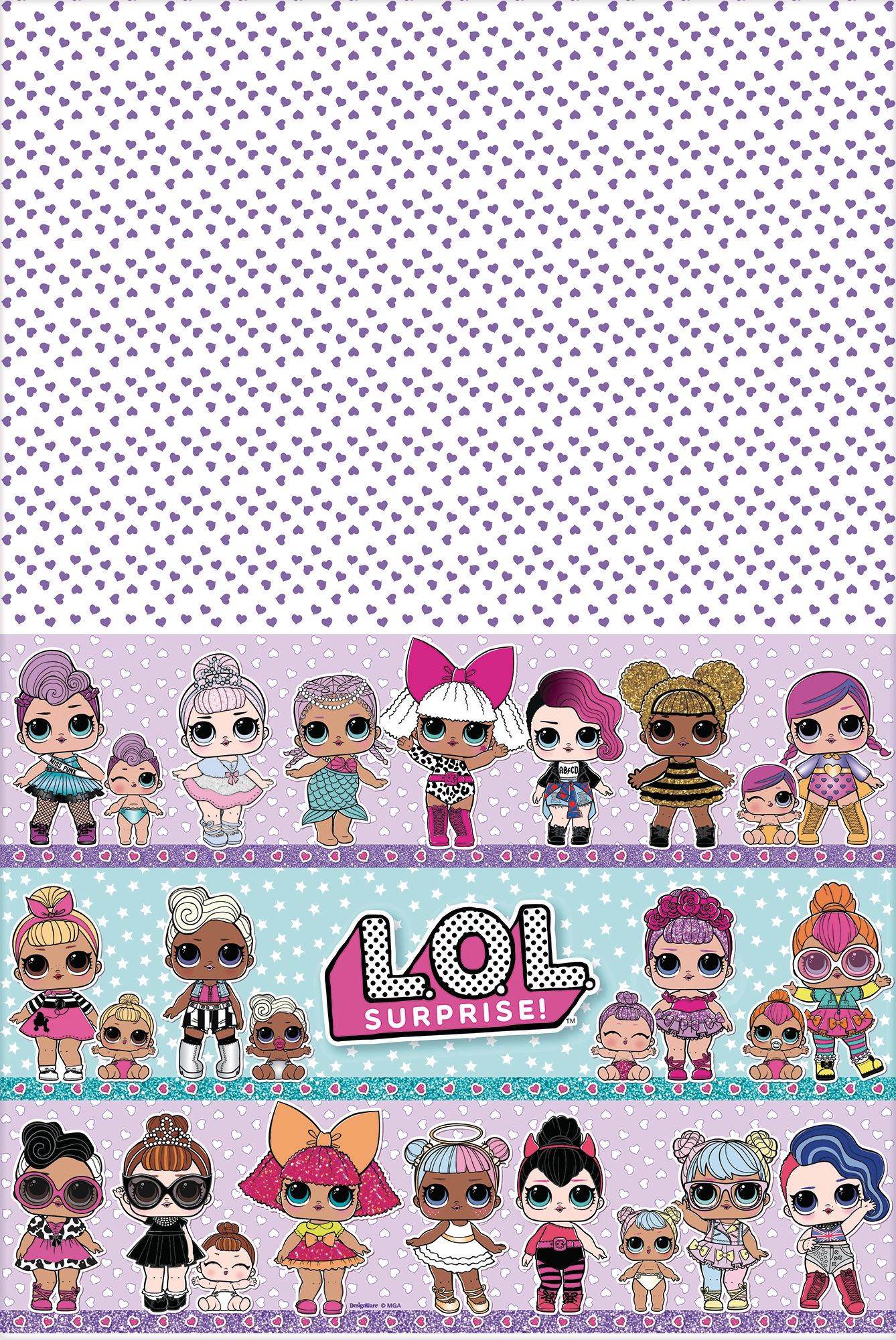 L.O.L. Surprise! Rectangle Paper Disposable Table Cover, Multi-Coloured, 54x96-in, for Birthday Party Composite_or_Mixed
