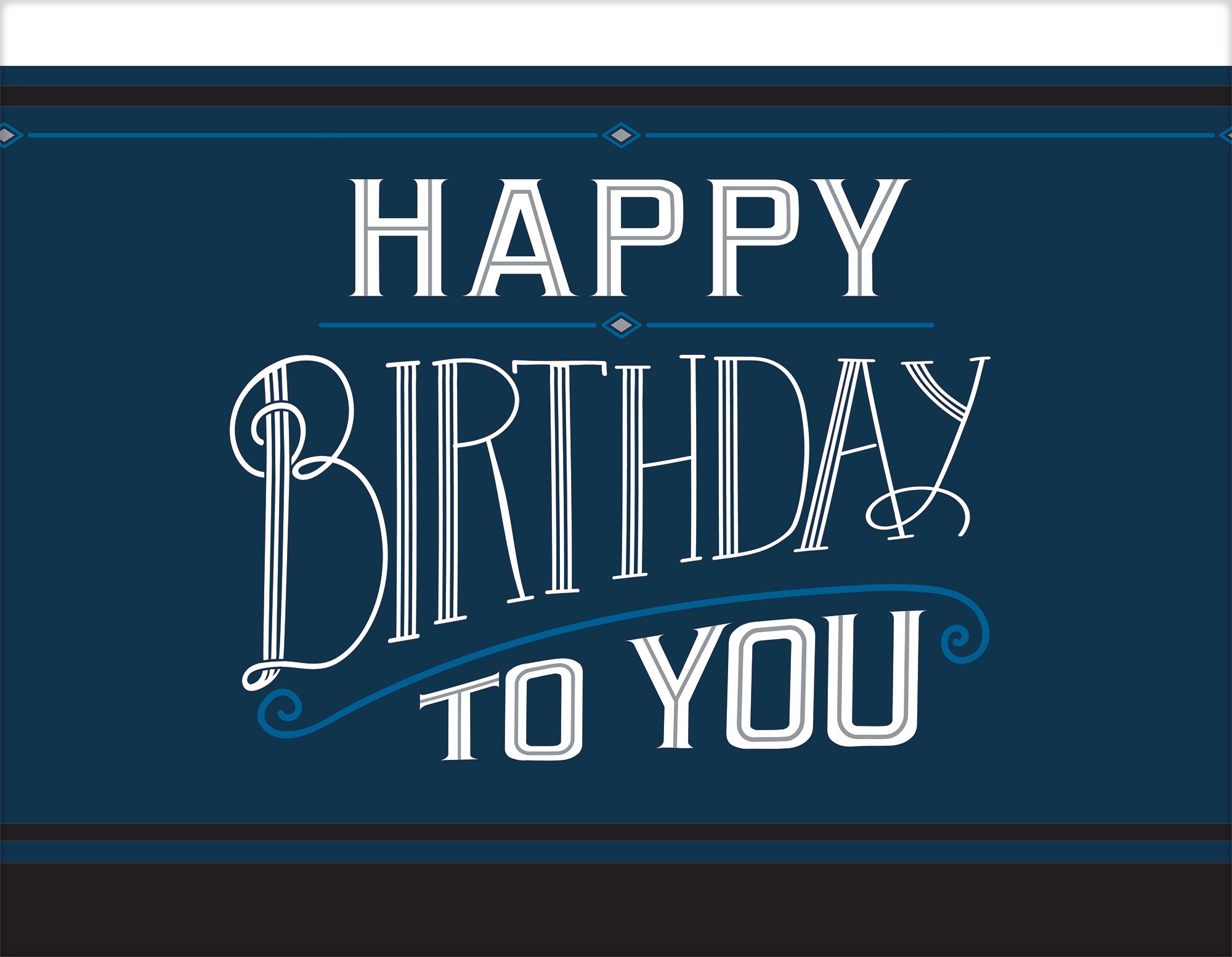 Birthday Party Plastic Table Cover, Blue/Black/White CloseUp