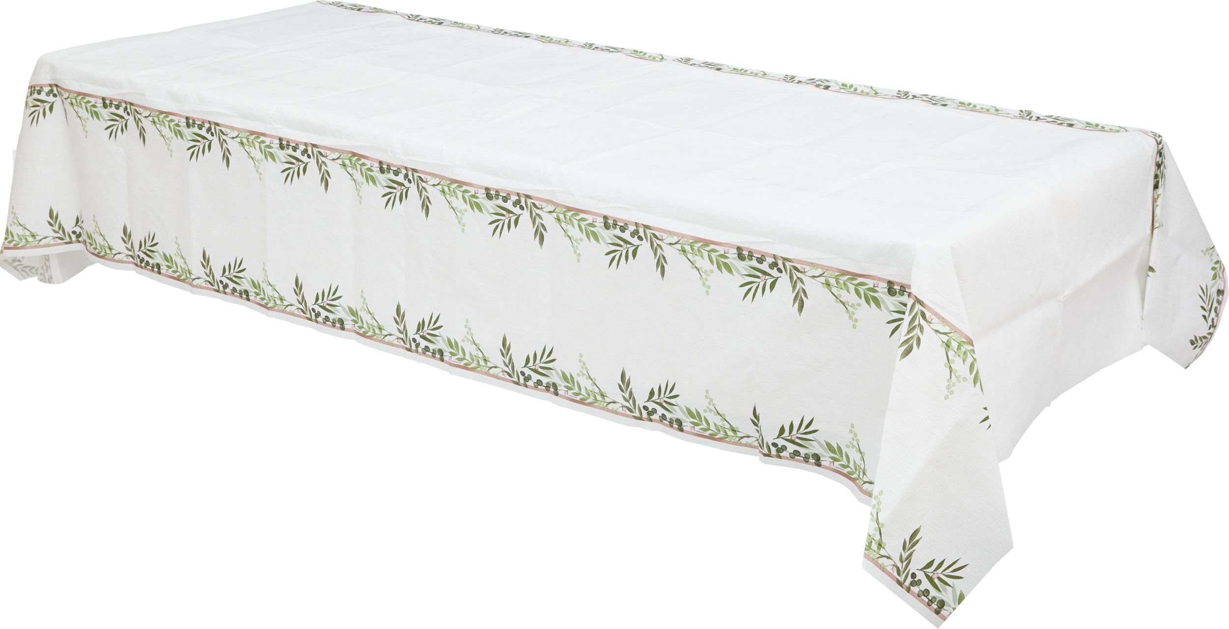 Floral Greenery Table Cover Front_Angled_Left